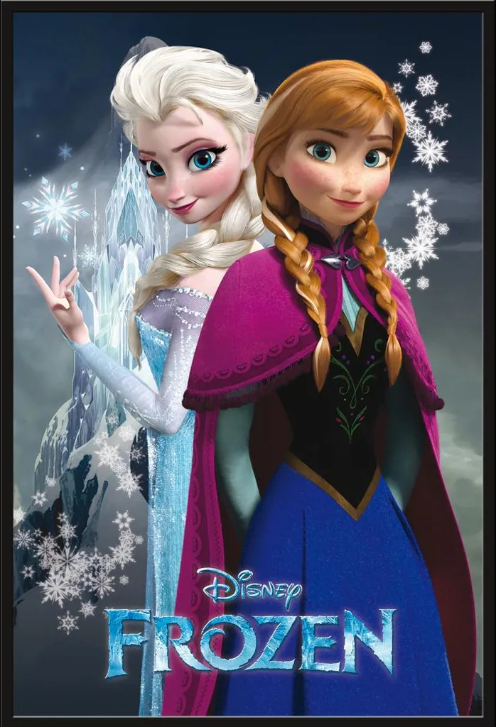 Affiche Frozen Anna et Elsa avec Cadre Shinsuke Maxi Noir 61x91,5 cm