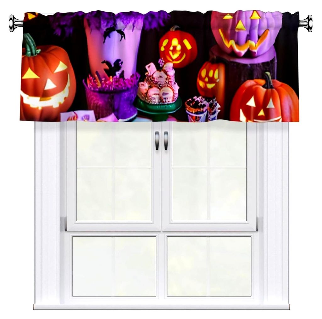 Halloween-Vorhang, bedruckt, für Küche, Badezimmer, Schlafzimmer, Wohnzimmer, Heimdekoration, 137 x 45 cm