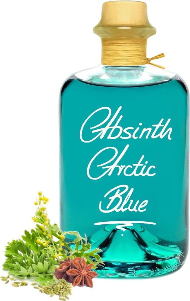 Absinth Arctic Blue 0,5L Eisbonbon Mit maximal erlaubten Thujon 35mg/L 55%Vol