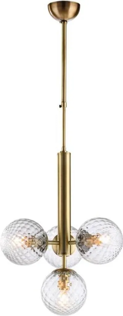 Suspension Armonia 4 Lumières : Éclairage Puissant en Fer Bronzé