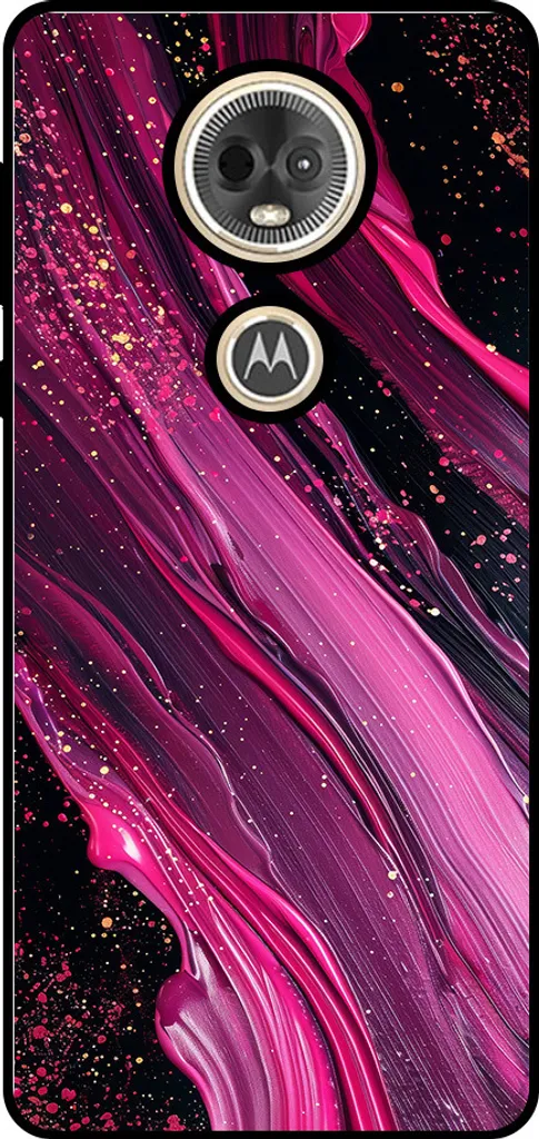Smartphonica Custodia per telefono adatta a Motorola Moto E5 Play con stampa in marmo - Custodia posteriore in TPU con design in marmo - Viola Rosa