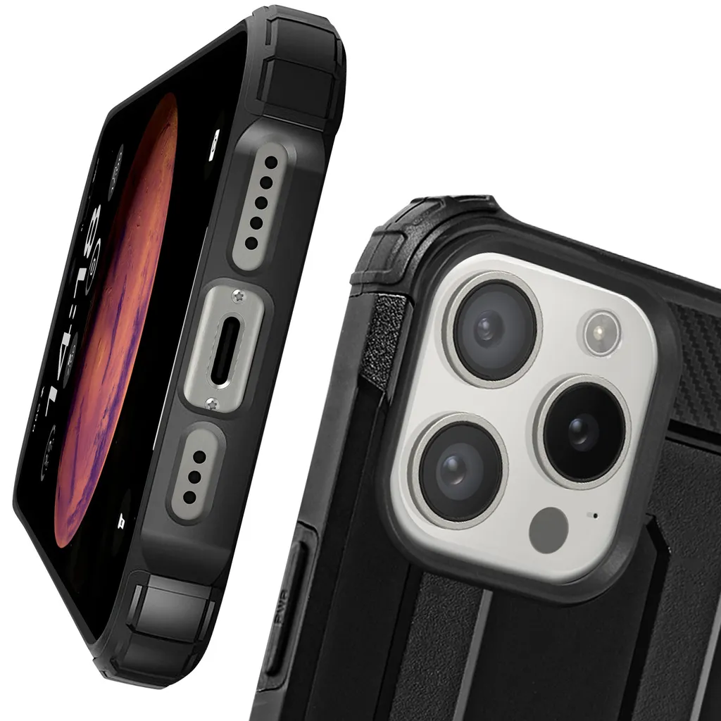 Cover Antiurto iPhone 16 Pro Max Avizar Hybrid - Nero Protettivo - 5