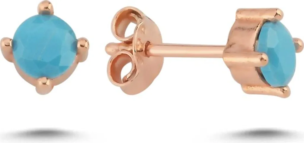 Boucles d'oreilles hypoallergéniques en argent 925 rose et turquoise