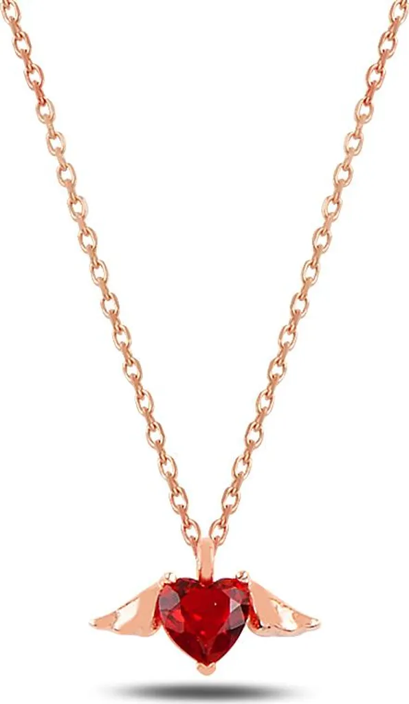 Collier cœur rouge avec ailes en argent 925, cadeau idéal de Saint Valentin