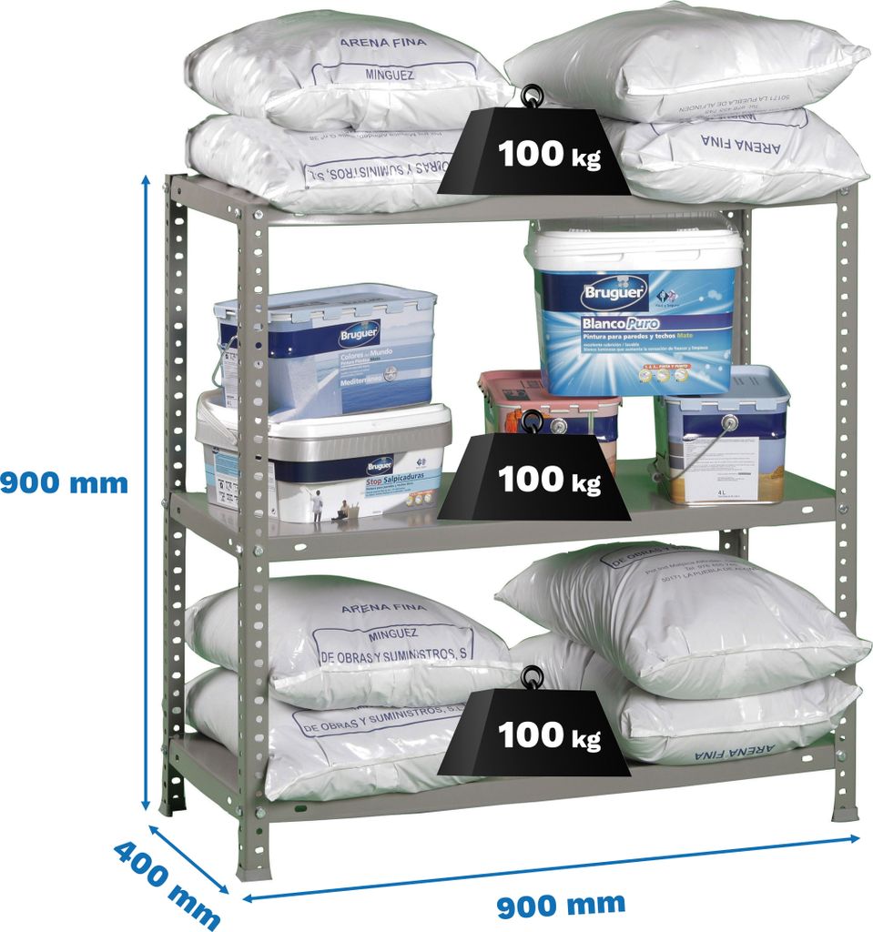 Metallregal COMFORT 3/400 900 GRAU