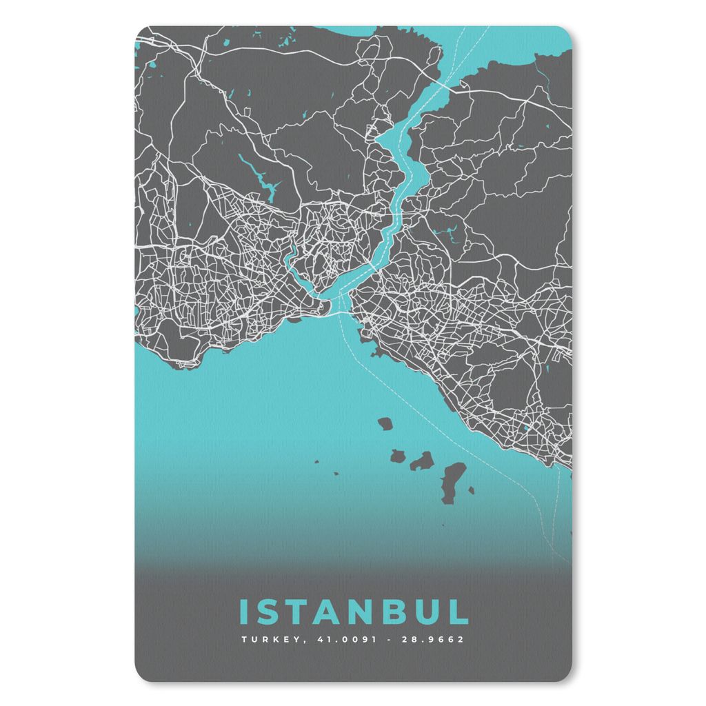 MuchoWow Mauspad Mousepad Istanbul - Blau - Karte - Stadtplan - Karte 40x60 cm - Mousepads - Maus Mat - Pad - Mausunterlage - Schreibtisch Accesoire