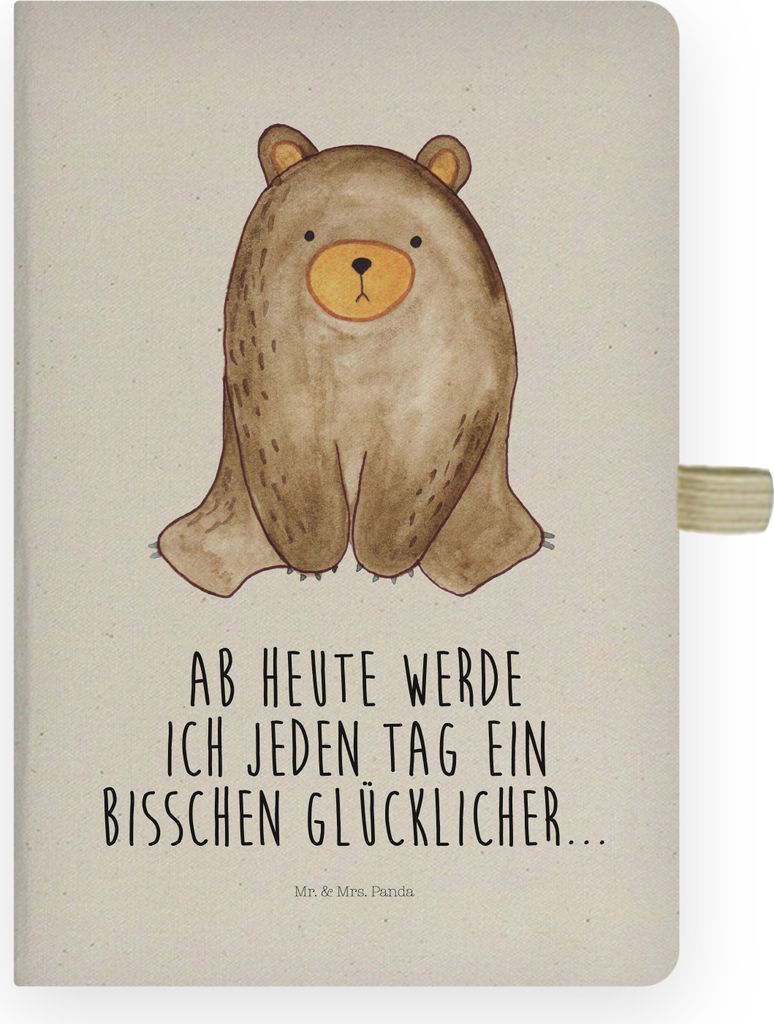 Mr. & Mrs. Panda Tagebuch Bär sitzend - Transparent - Geschenk, Journal, Skizzenbuch, Teddy, Hardcover Notizbuch A4, Adressbuch