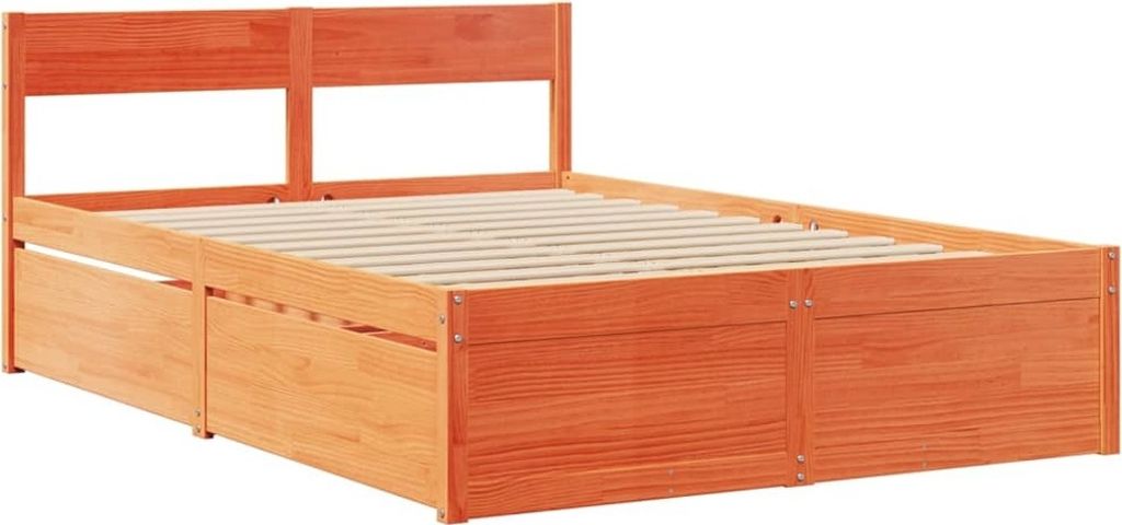 "SALE 2026"Massivholzbett - Bettrahmen - Bettgestell - Doppelbett - ohne Matratze Wachsbraun 120x190 cm Kiefernholz - Polsterbett Klassische Betten...
