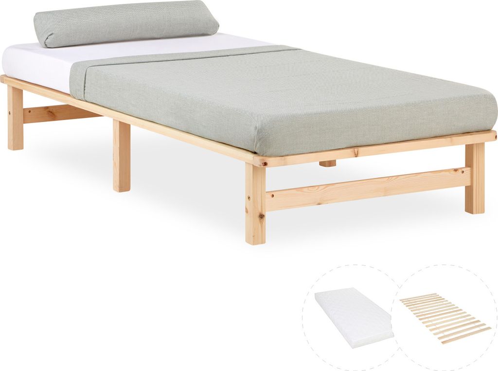 Łóżko z drewna Homestyle4u, model paletowy, wymiar 90x200 Zdjęcie produktu 