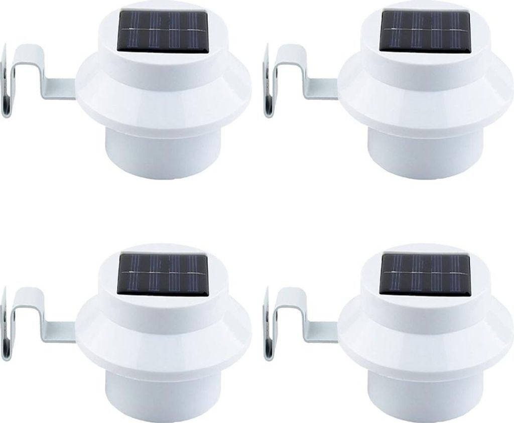 4er-Pack Solar-LED-Dachrinnenleuchten – Weiß/Schwarz, Produktbild 