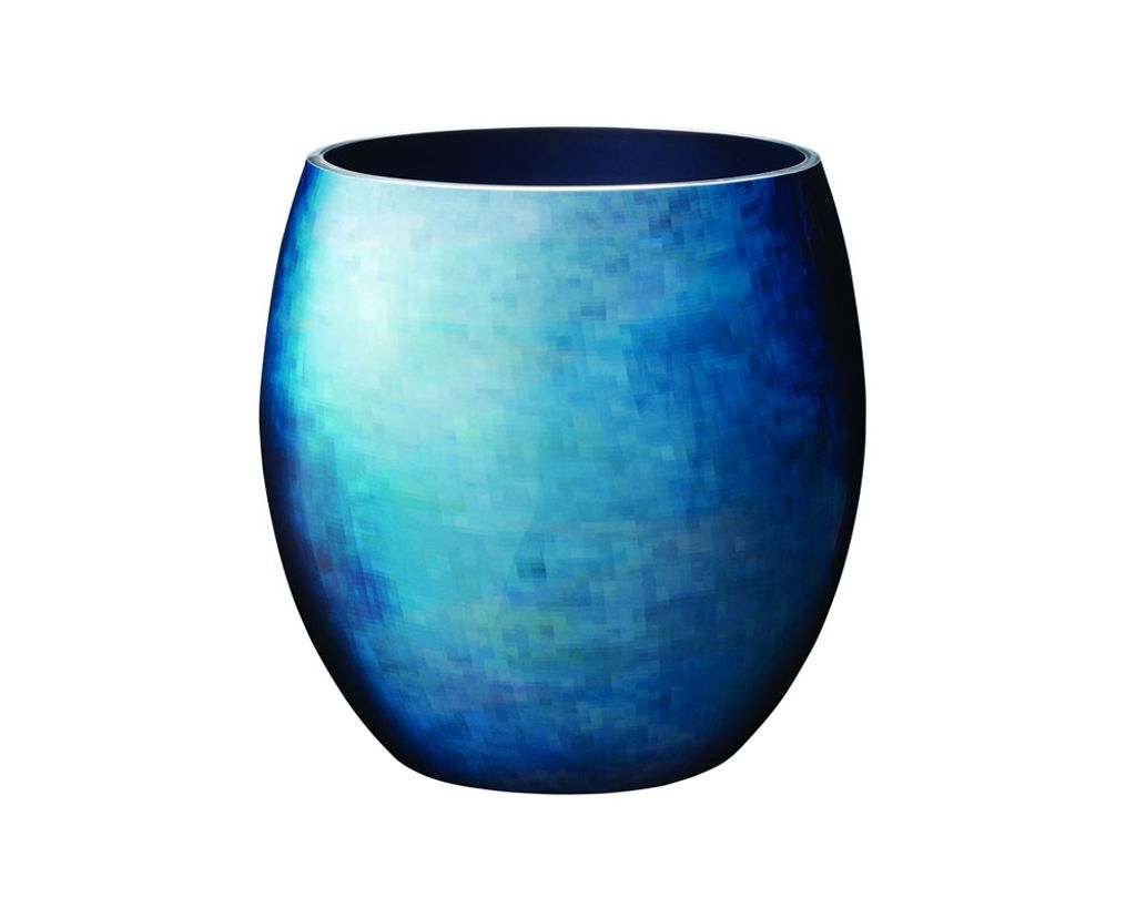 Stelton Stockholm Vase L Horizon, Dekovase, Blumenvase, Aluminium, Emaille, Blau, Ø 22.5 cm, 451-22