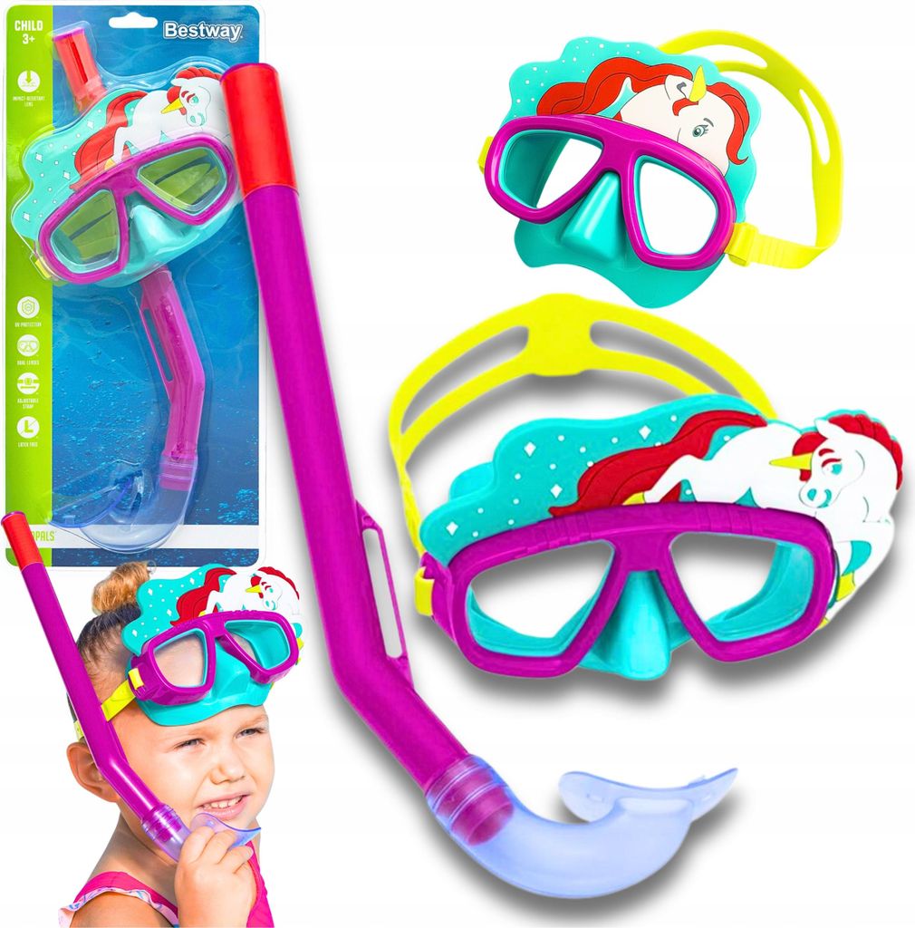 Tauchset: Maske, Schnorchel, Schwimmbrille, Einhorn