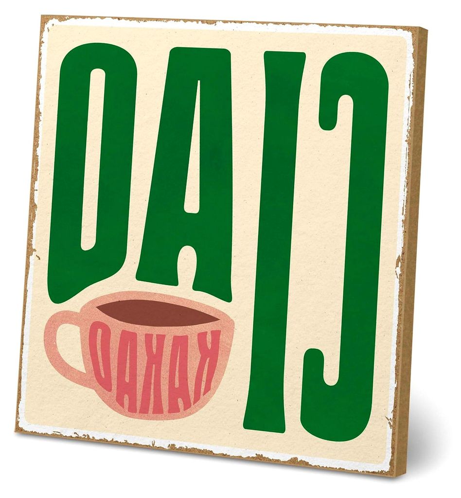 Deko-Schild mit Spruch - Ciao Kakao - Trendige Dopamine-Dekoration - humorvolle Sprüche