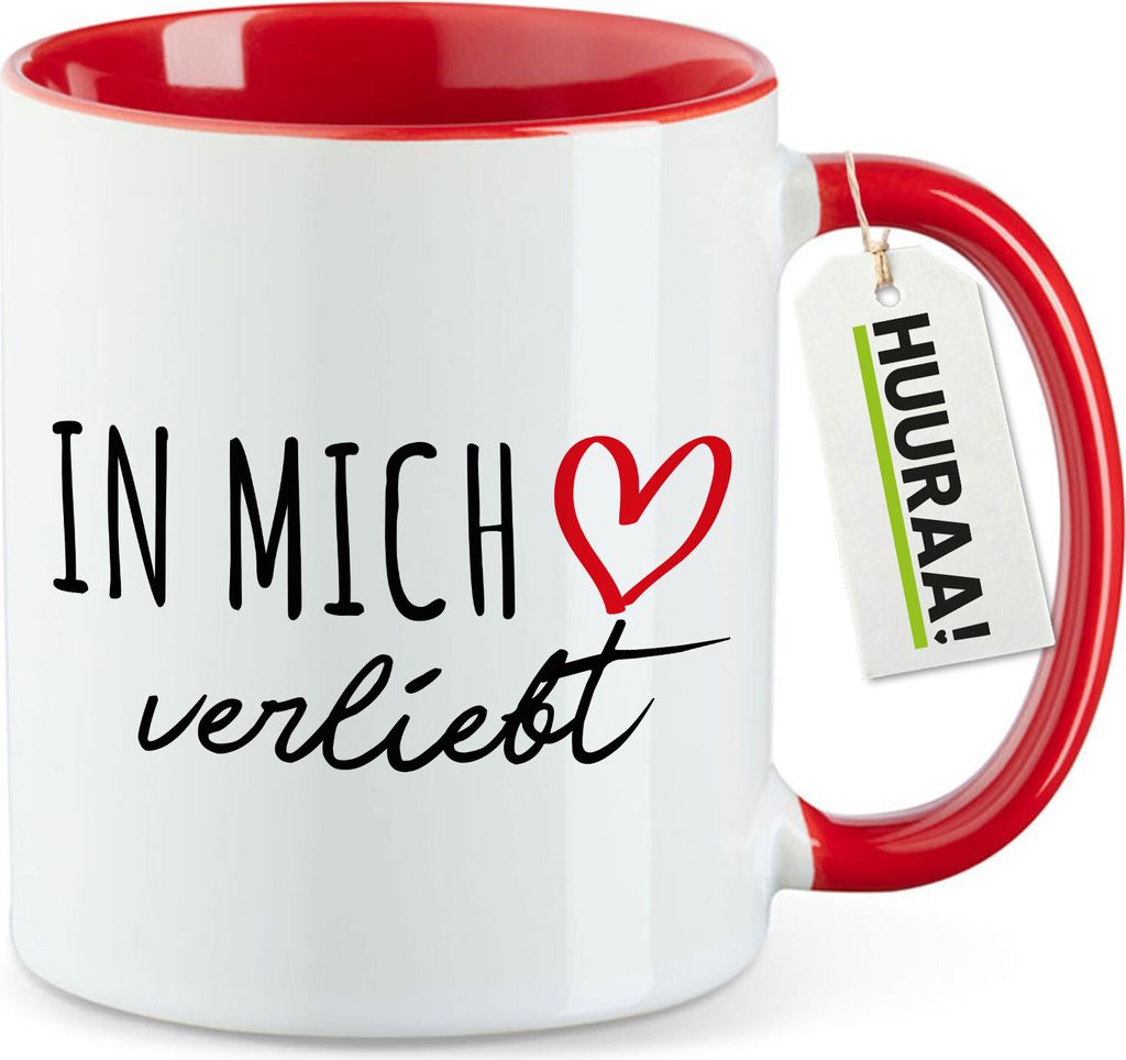 Huuraa Kaffeetasse In mich verliebt 330ml Rot Keramik Kaffeebecher Geschenkidee