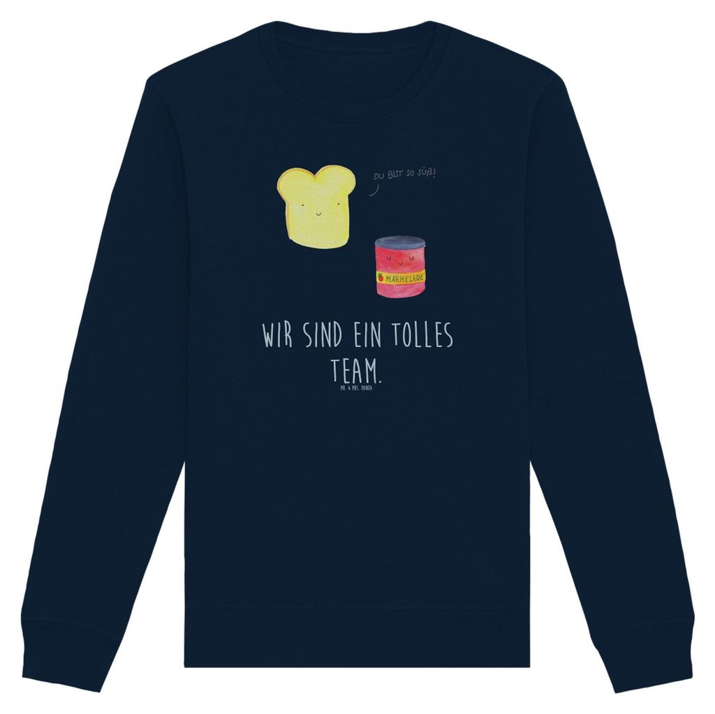 Mr. & Mrs. Panda Baumwoll Sweatshirt Toast Marmelade Größe S - French Navy - Geschenk, Lustige Sprüche, Pulli, Pullover, Bio, Brot, Sweater, Sü...