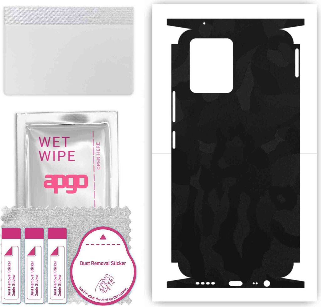 apgo Rückseite + Seiten Schutzfolie, Skin, kompatibel mit Realme 8, Hinten Displayschutzfolie aus Vinylfolie, kratzfest, einfache Montage - Schwar...