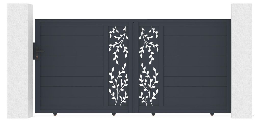 FOLYA 3 m Schiebetor, 140 cm hoch, graues Aluminium