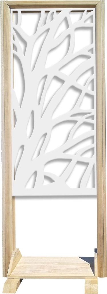 ALBERI – Raumteiler – Modulierbarer Paravent – 70x190 cm – aus Holz und PVC weiß