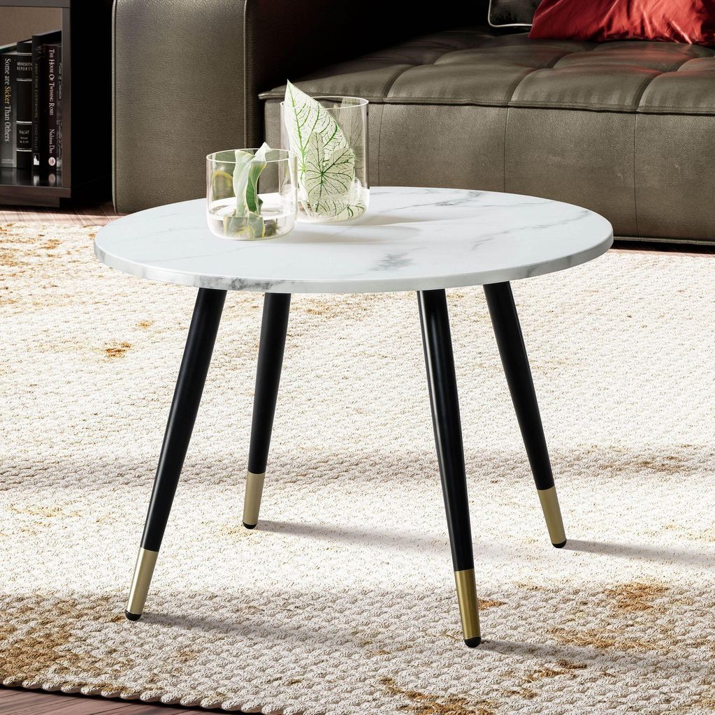 FineBuy Couchtisch 60x60x41 cm mit Marmor Optik Weiß Modern Produktbild 