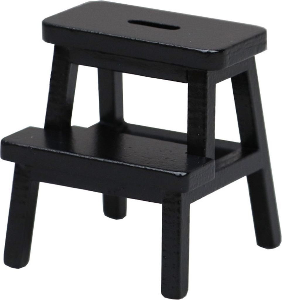 1:12 Puppenhaus Mini Stuhl Exquisite Details Realistisches Erscheinungsbild Doppeldecke Stuhlpuppenhaus Accessoire-Schwarz
