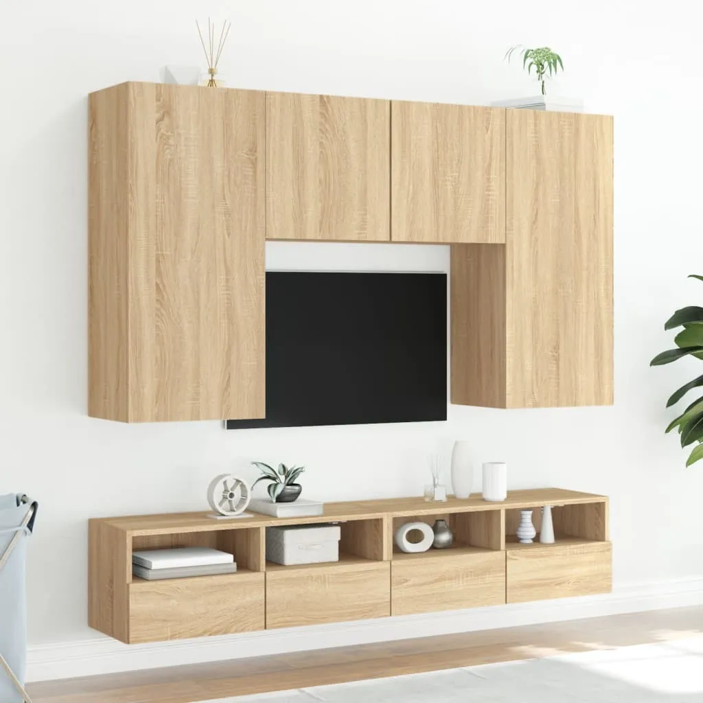Mobili TV Parete Rovere Sonoma 2 Pezzi 100x30x30 cm | Legno Multistrato - 4