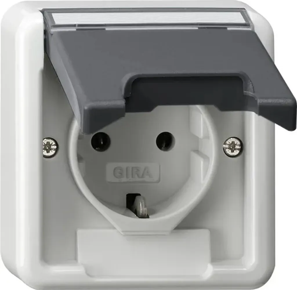 Prise de courant pour garage et atelier Gira SCHUKO grise robuste