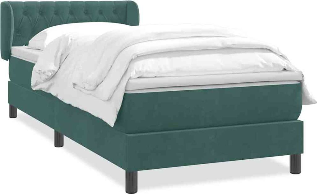 Boxspringbett mit Matratze Dunkelgrün 80x220 cm Samt