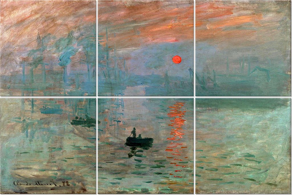 Legendarte - Multipanel Bilder Impression, Sonnenaufgang - Claude Monet cm. 100x150 (6 Stück)