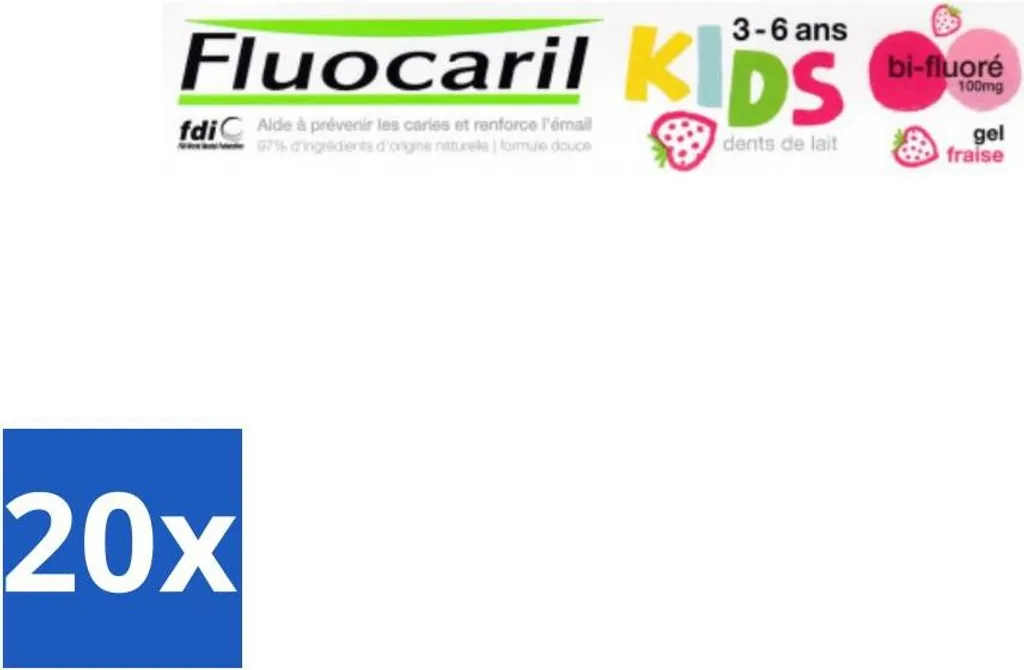 Fluocaril Kids 3-6 Anni Gusto Fragola 50ml - Stock Risparmio 20 Pezzi