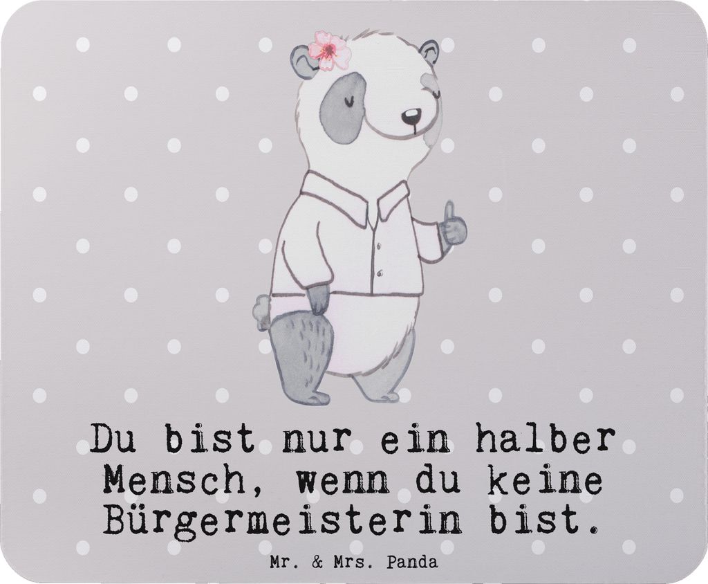 Mr. & Mrs. Panda Mousepad Bürgermeisterin Herz - Grau Pastell - Geschenk, Rathaus, Mouse Pad, Witzig, Stadt, mousematte, Mauspad, computer, Wahlen...