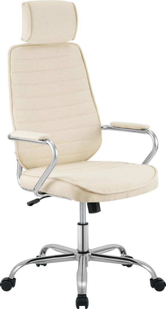 CLP Bürostuhl Rako Stoffbezug höhenverstellbar drehbar mit Kopfstütze,creme