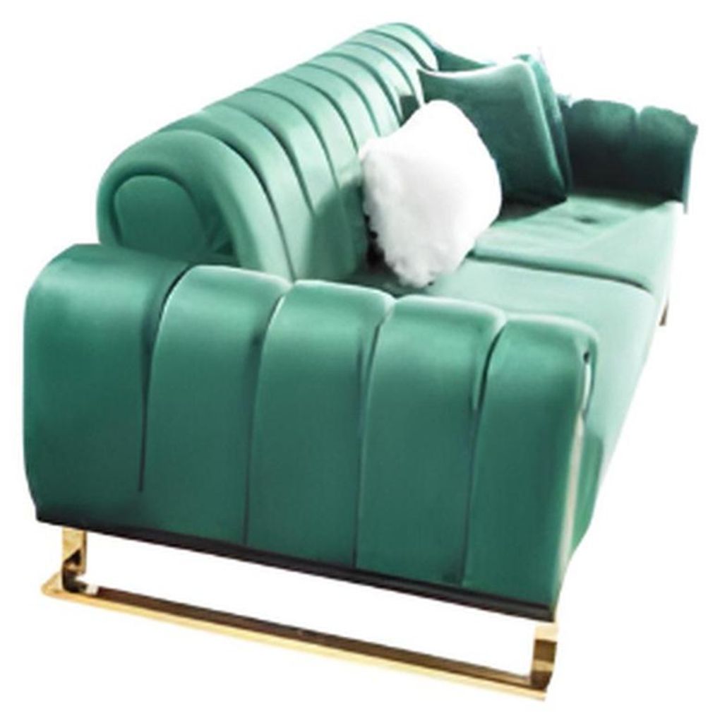 Modernes Grünes 3-Sitzer Sofa Luxus Polster Couchen Textil Möbel Stoff