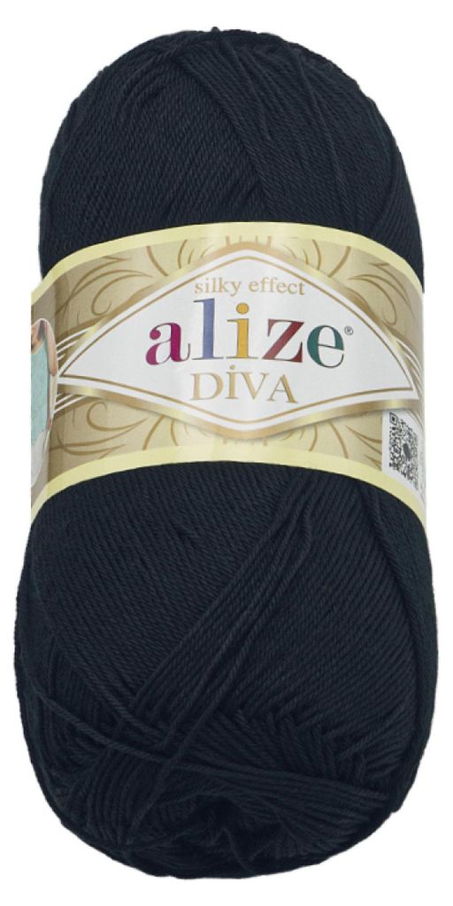 Příze DIVA - 100g / 350 m - Černá Obrázek produktu 