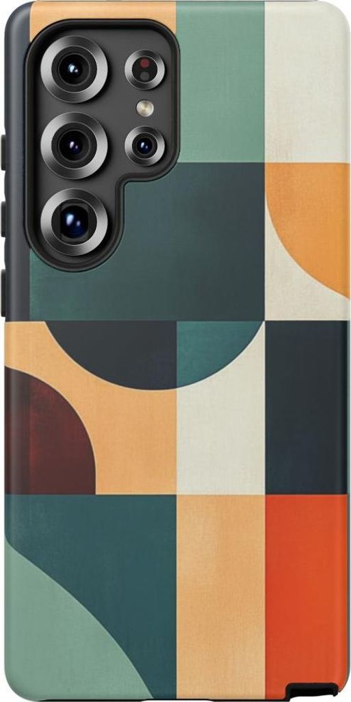 Geometrische Formen in warmem Türkis und Orange – Hülle Kompatibel mit Galaxy S25 Ultra