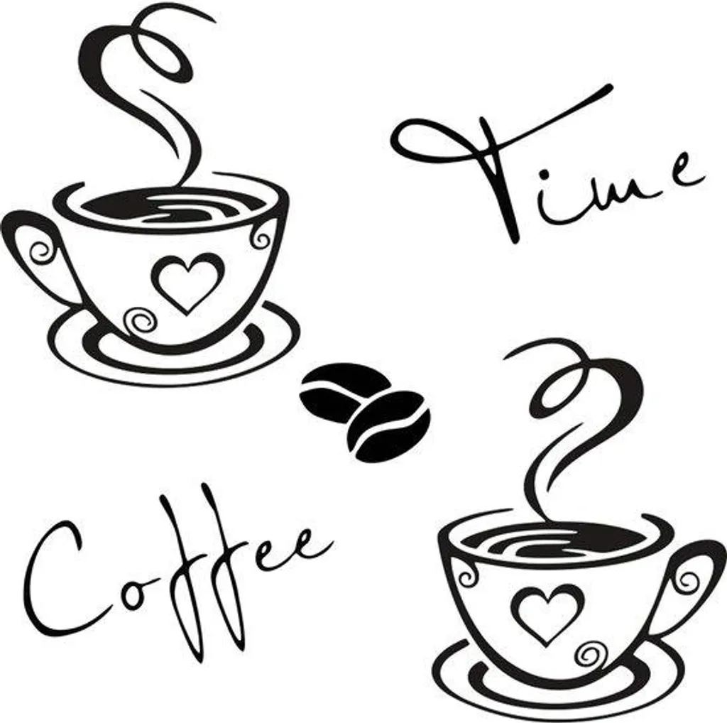 Décoration Murale Adhésive pour Cuisine : Duo de Stickers Café Zen