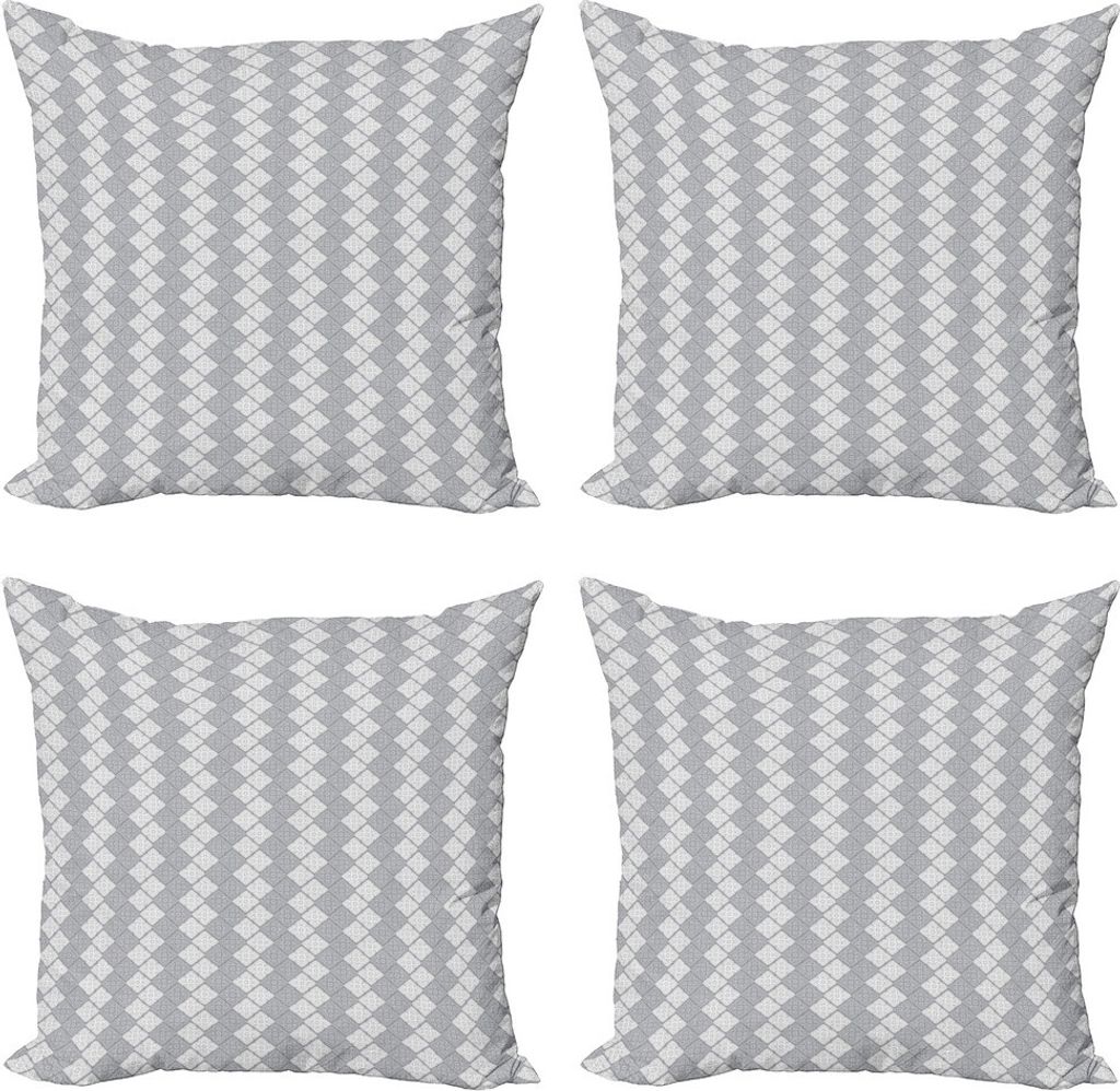 ABAKUHAUS Geometrisch Kissenbezug Set (4 Stück), Graustufenblumen, Moderner Doppelseitiger Digitaldruck, 40 cm x 40 cm, Hellgraues Weiß