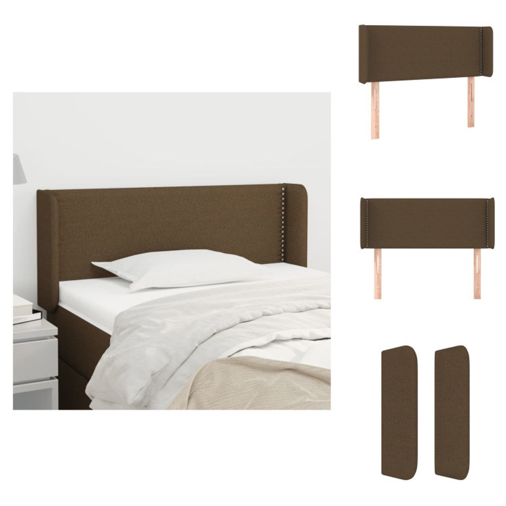 vidaXL Kopfteil mit Ohren Dunkelbraun 103x16x78/88 cm Stoff - Kopf- & Fußenden