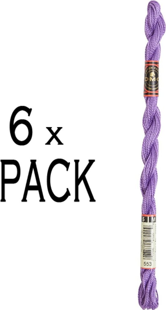 6x DMC Perlgarn Stärke 5, 15 m, 115AR/5-553, VPE