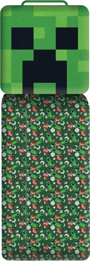 Couchage enfant Minecraft vert 130 cm, sac de nuit pour lit d'appoint