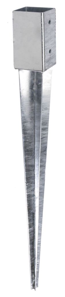 A single metal ground sleeve for a square post.