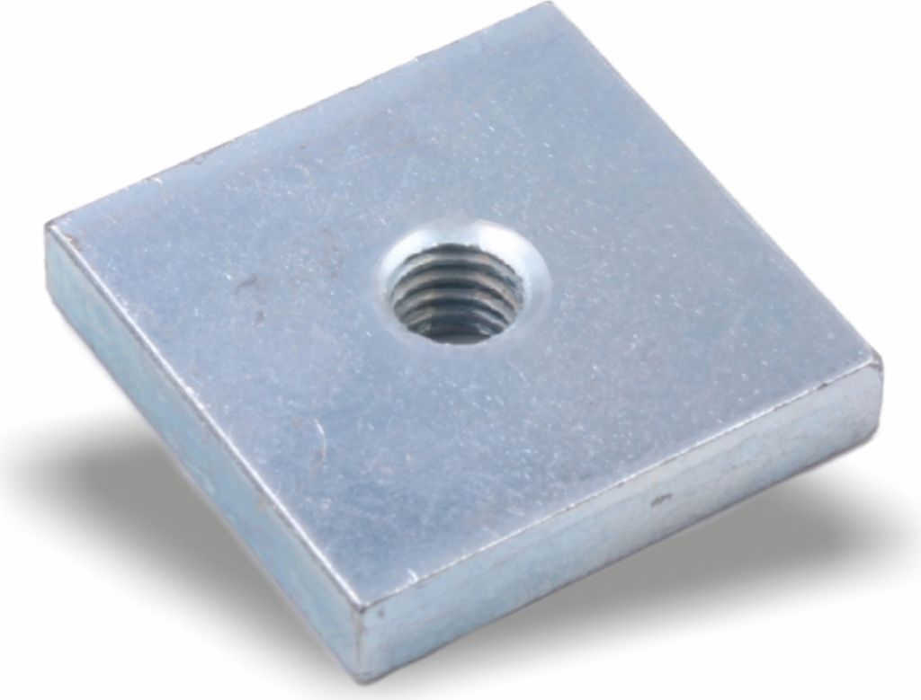 Nutenstein | Gewindeplatte 20x20x4 mm M6 Gewinde mittig | Stahl galvanisch verzinkt