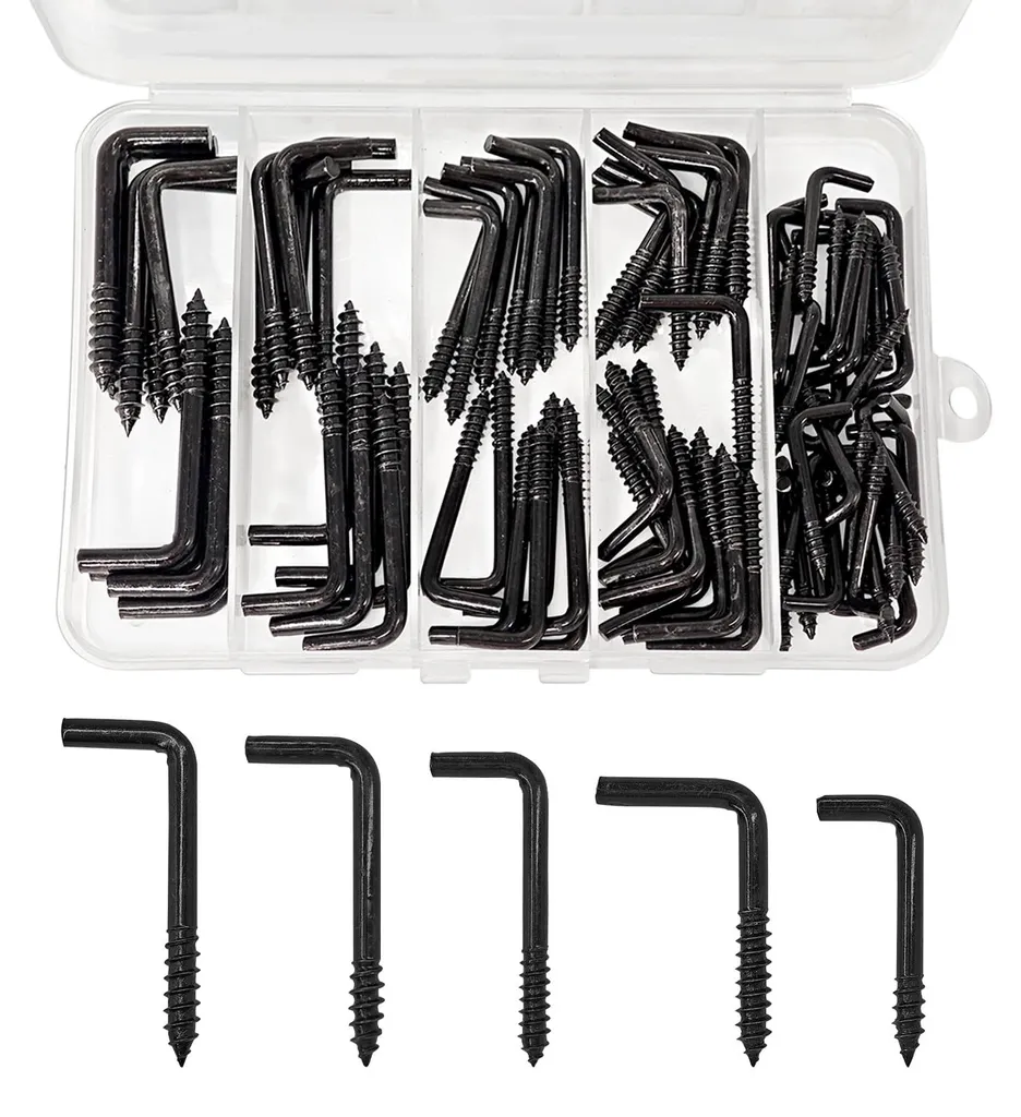 Crochets spiralés en acier galvanisé noir - Kit de 85 fixations 5D