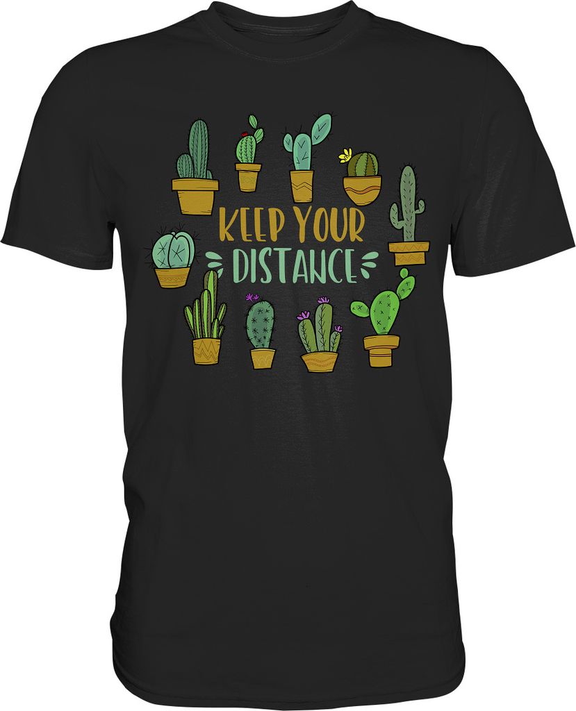 Abstand Halten Lustiges Kaktus T-Shirt – Black / 5XL Produktbild 