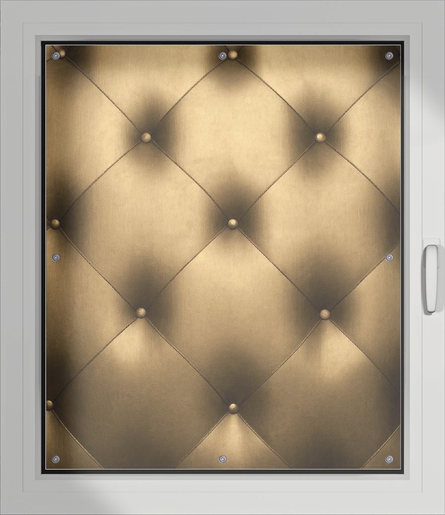 Wallario Lichtschutzbild, Dekorativer Sichtschutz Sonnenschutz 96 x 115 cm mit Motiv: Goldene Ledertür - Verdunklung ohne Bohren
