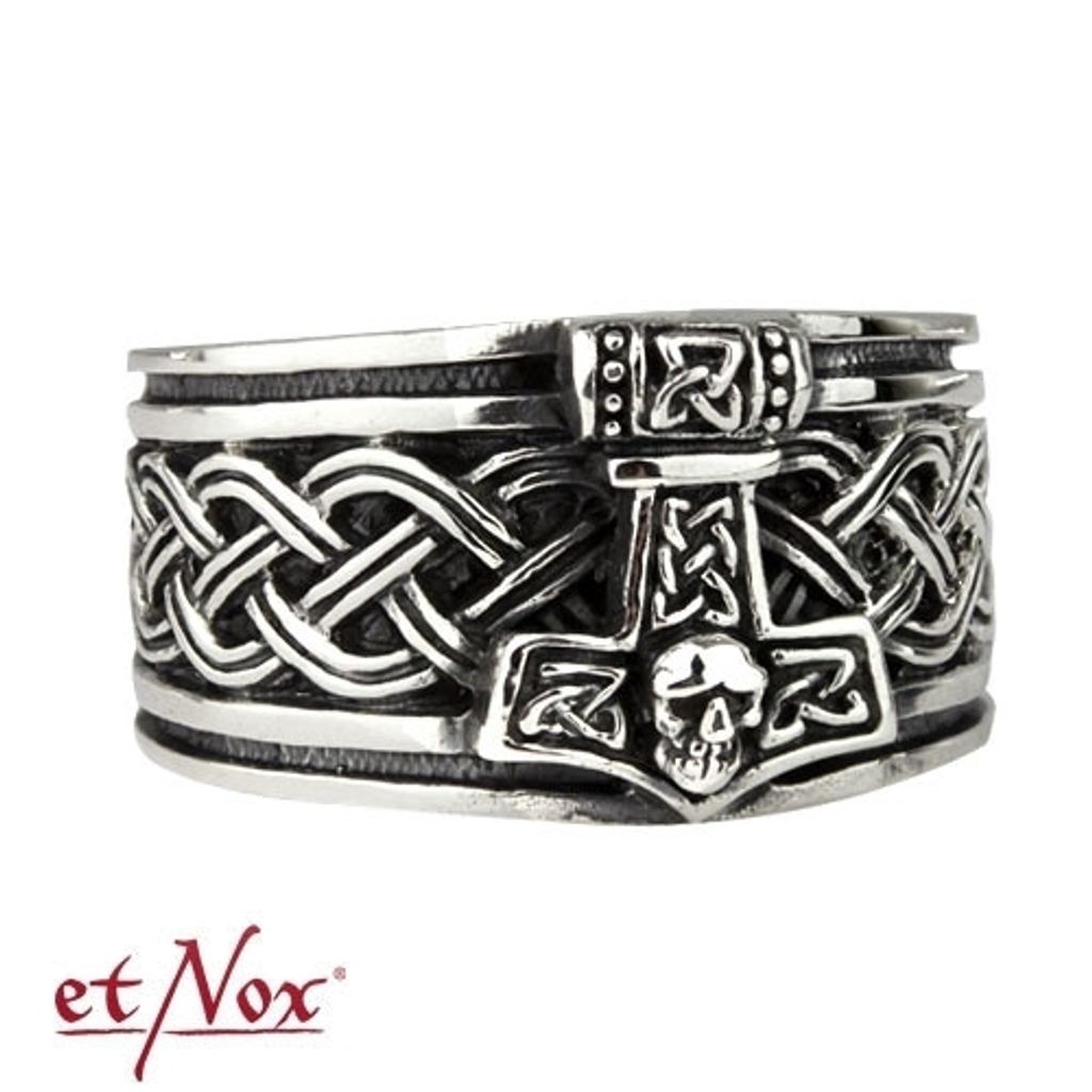 etNox Ring „Thors Hammer“ aus Edelstahl,