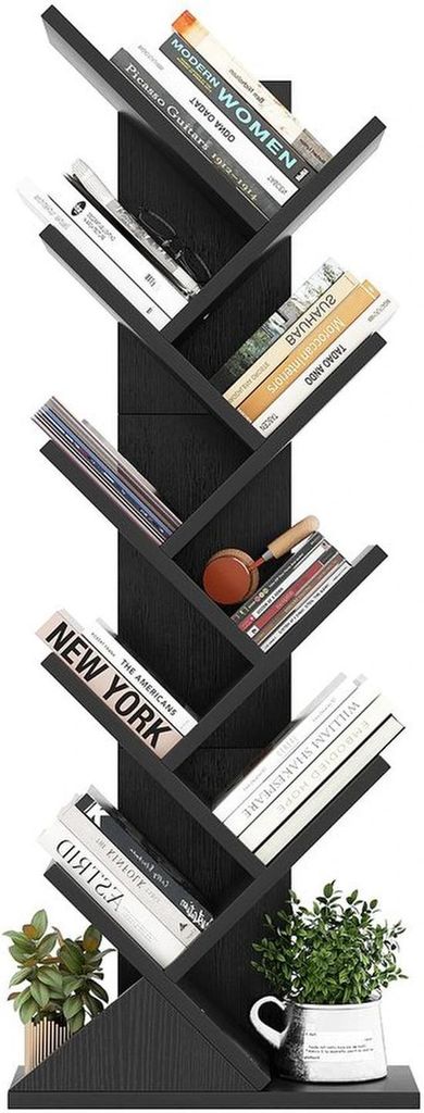 Unyqoos Baumförmiger Bücherregal mit 9 Ebenen für Bücher und Dekoration, platzsparend und stabil