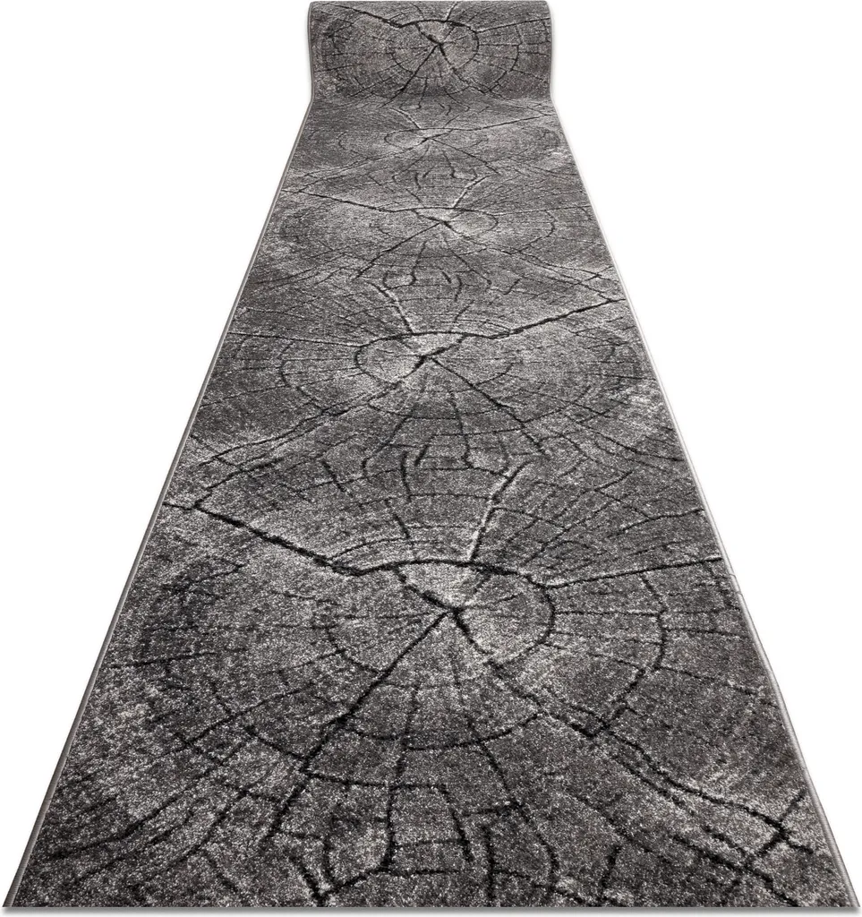 Chemin de table ARGENT Tronko motif Souche d'arbre gris 70x230 cm