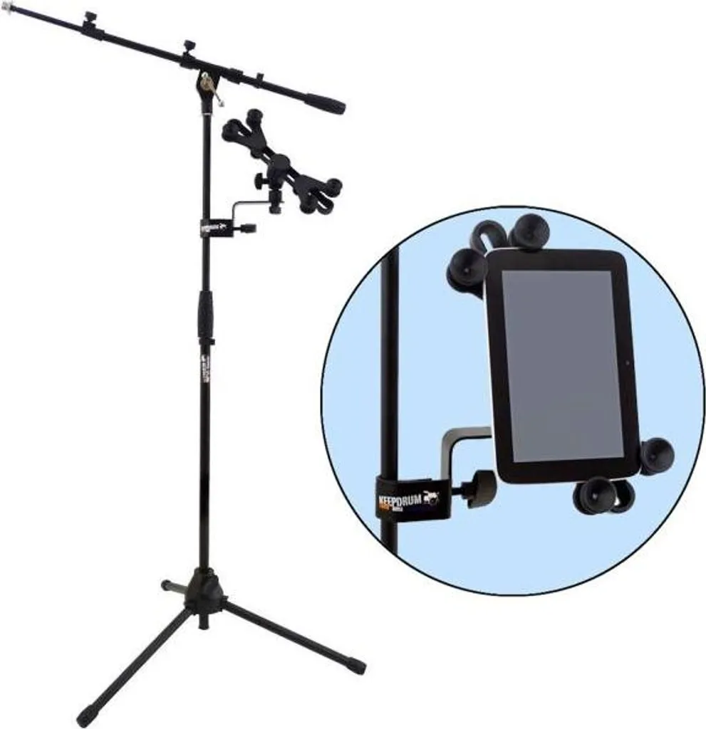 Trépied de microphone réglable avec fixation tablette pour studio et live