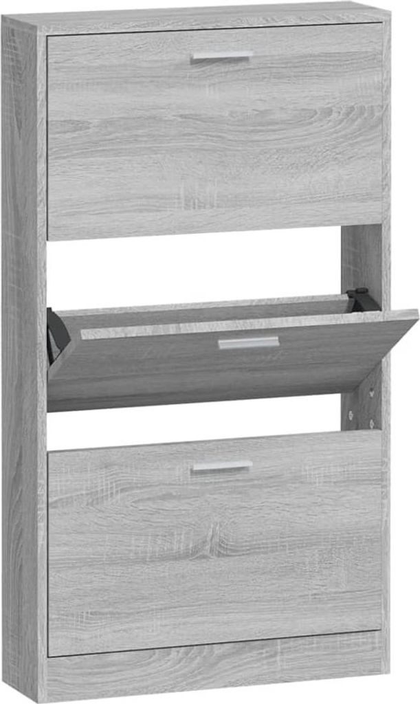 vidaXL Schuhschrank Grau Sonoma 59x17x108 cm Holzwerkstoff Produktbild 