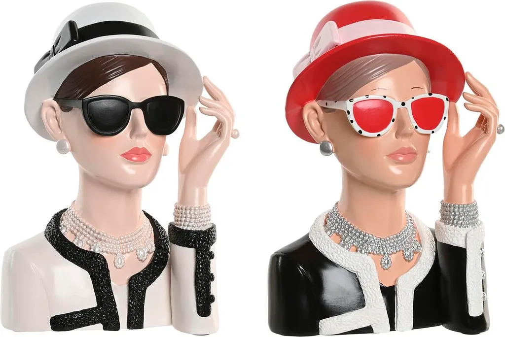 Objet de Décoration Salon Figurine Femme Design Rouge Noir - Set Home ESPRIT